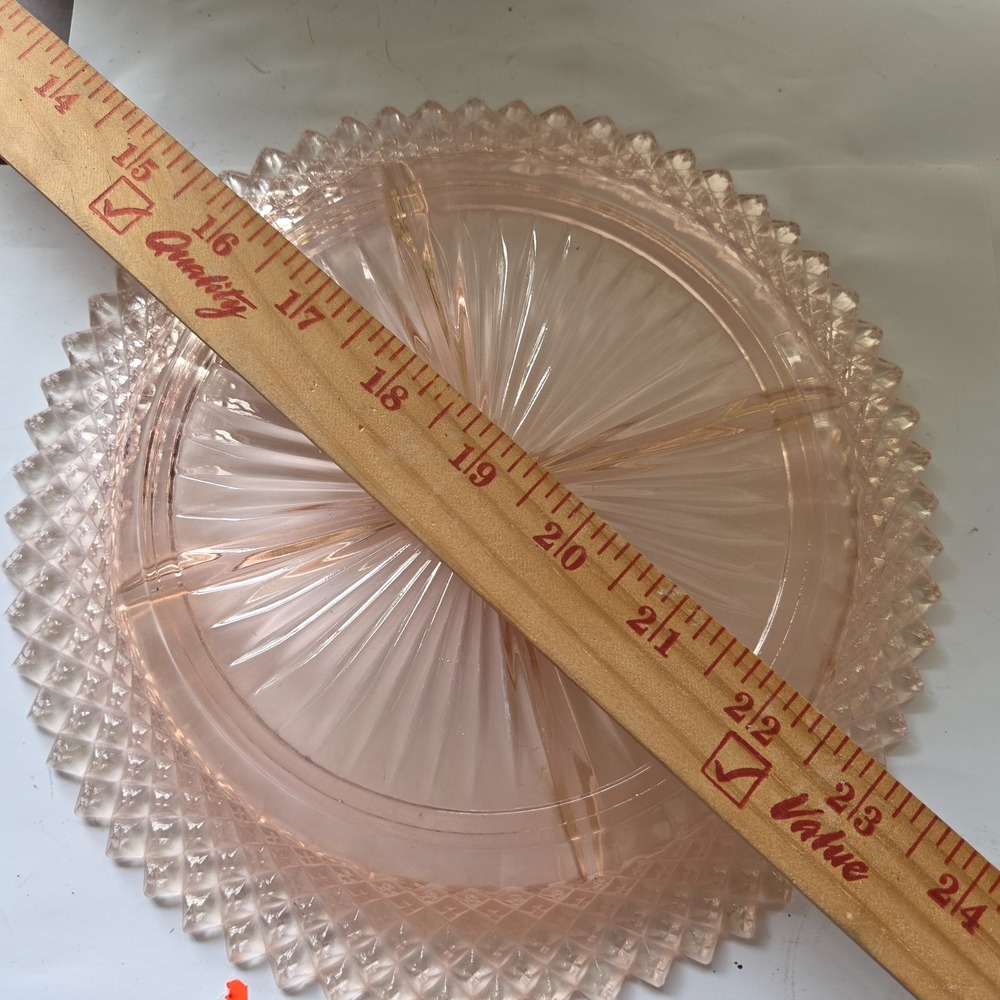 Miss America Pink 4-Part Relish Dish 1930's Depression Glass - Picture 4 of 4